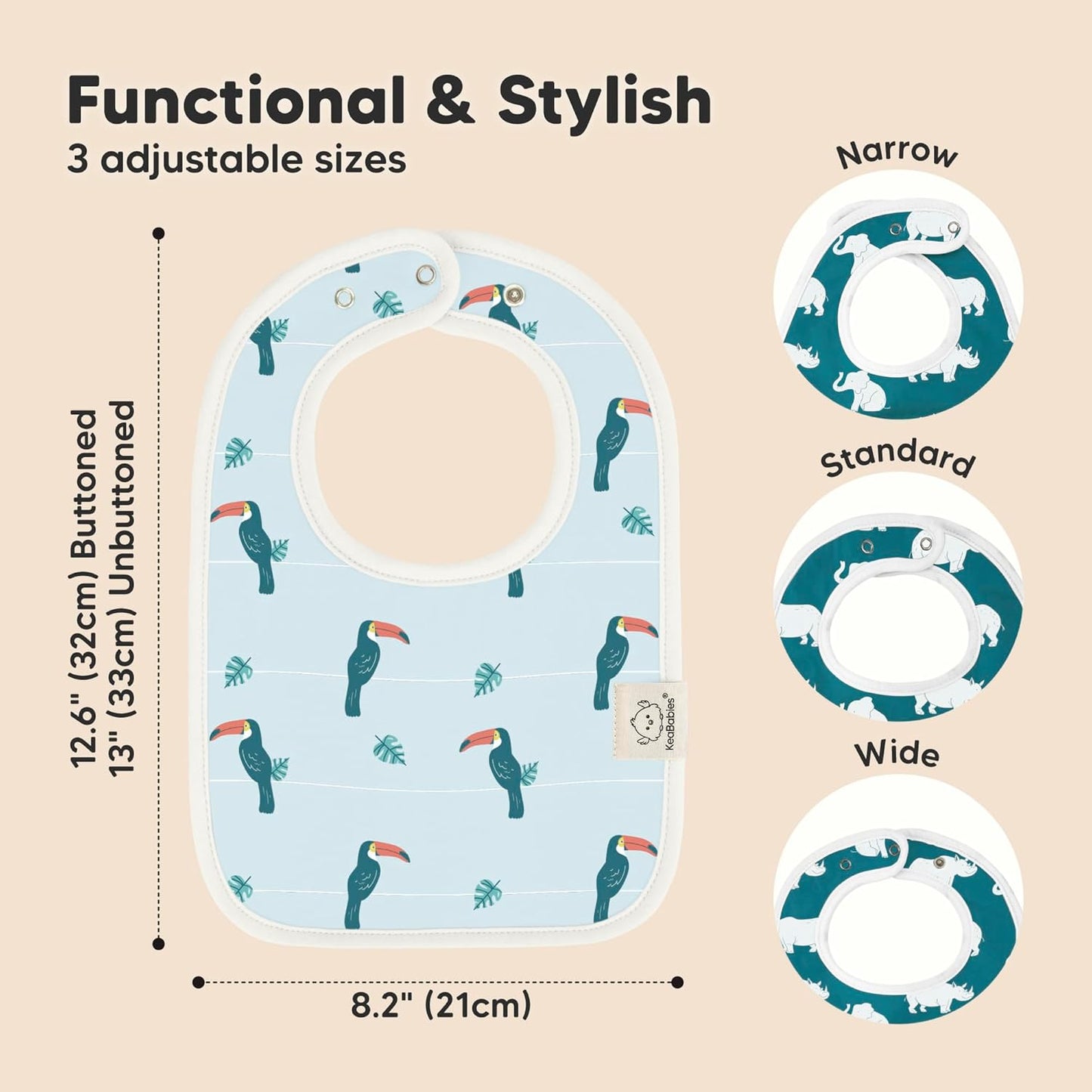 KeaBabies 8-Pack Organic Baby Bibs for Boys, Girls - Super Absorbent Cotton Drool Bibs for Baby Girl & Boy, Teething Toddler, Drooling Newborn, Ultra Soft & Machine Washable (Wildscape)