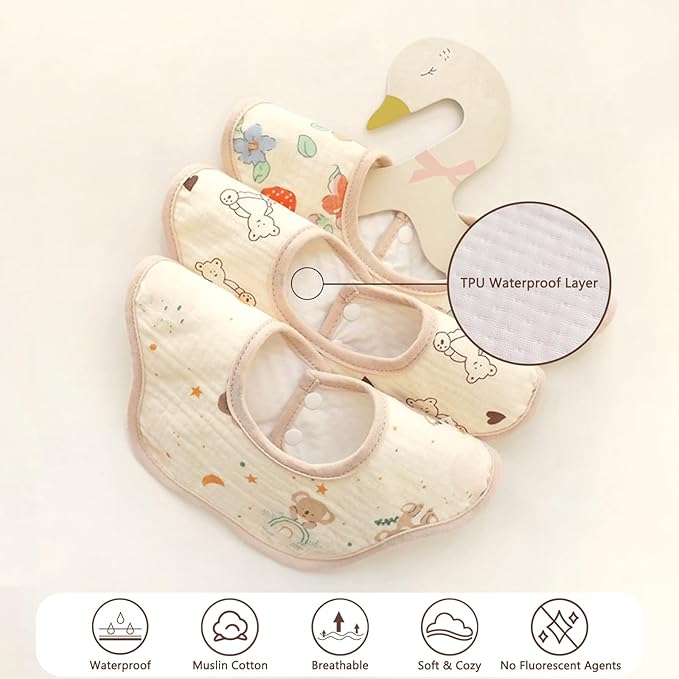 Muslin Baby Bibs for Drooling and Teething Newborn Drool Bibs for Baby Girl Boy