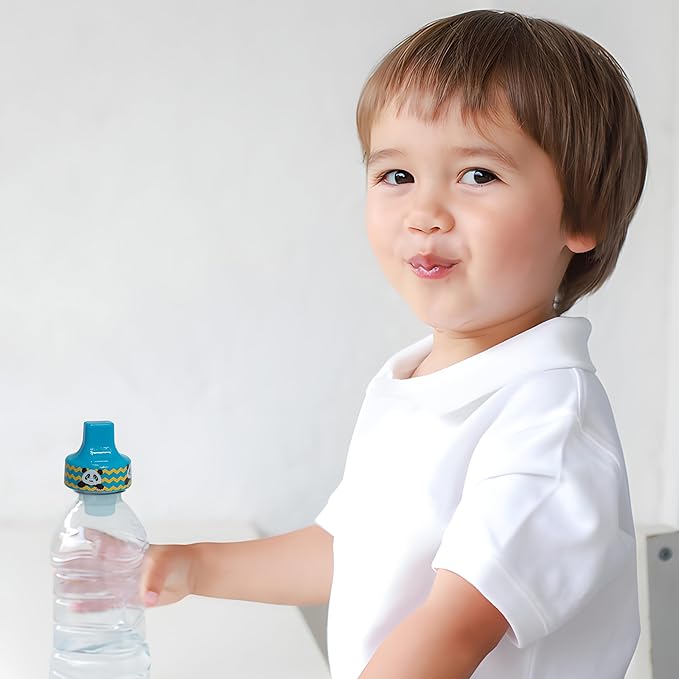 Refresh-a-Baby Bottle Top Spout Adapter – Reusable, Easily Convert Any Bottle into a Spill-Proof Sippy – Perfect for Travel & Everyday Use, BPA-Free, Dishwasher Safe - Pack of 2 (Panda)