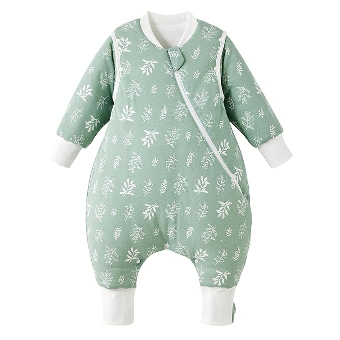 Duomiaomiao 3.5 TOG Toddler Sleep Sack 12-24 Months 100% Cotton Winter Side Open Zipper Baby Sleep Sack with Feet, Warm Toddler Wearable Blanket