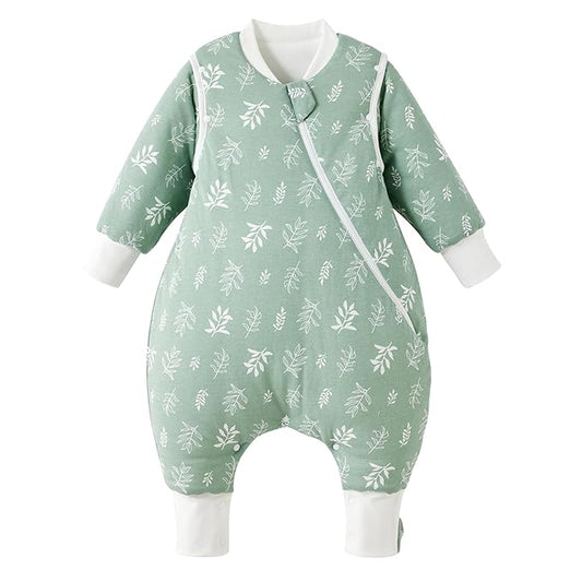 Duomiaomiao 3.5 TOG Toddler Sleep Sack 12-24 Months 100% Cotton Winter Side Open Zipper Baby Sleep Sack with Feet, Warm Toddler Wearable Blanket