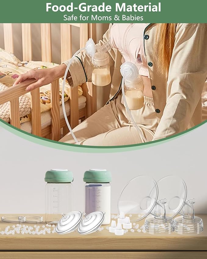 Breast Pump Parts Compatible with Spectra S1/S2/9 Plus/Synergy Gold, Full Set Replacement Parts for Spectra Include 27mm Flange, Duckbill Valve, Backflow Protector, Tubing, Bottle, Not Original Parts