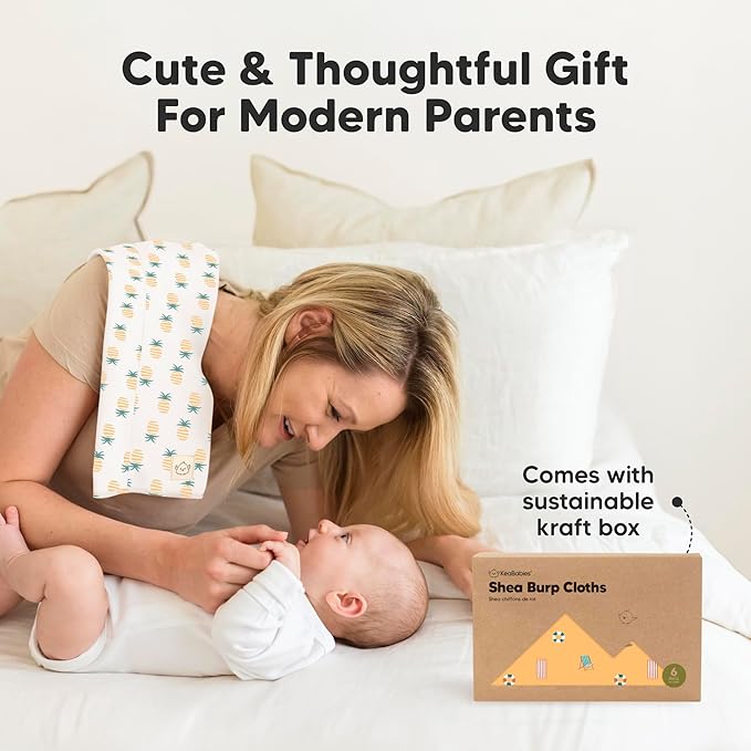 Organic Burp Cloths Baby Boy, Girl - 6-Pack Large Cotton Burping Cloths for Babies, Spit Up Rags, Super Absorbent, Ultra Soft Newborn Rag, Gender Neutral, Machine Washable, Durable (Toy Land)