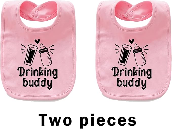 Baby Twins Bibs Drinking Buddy Newborn Baby Bibs Cute Unisex Bibs Set Toddler Baby Boy Girl Bibs