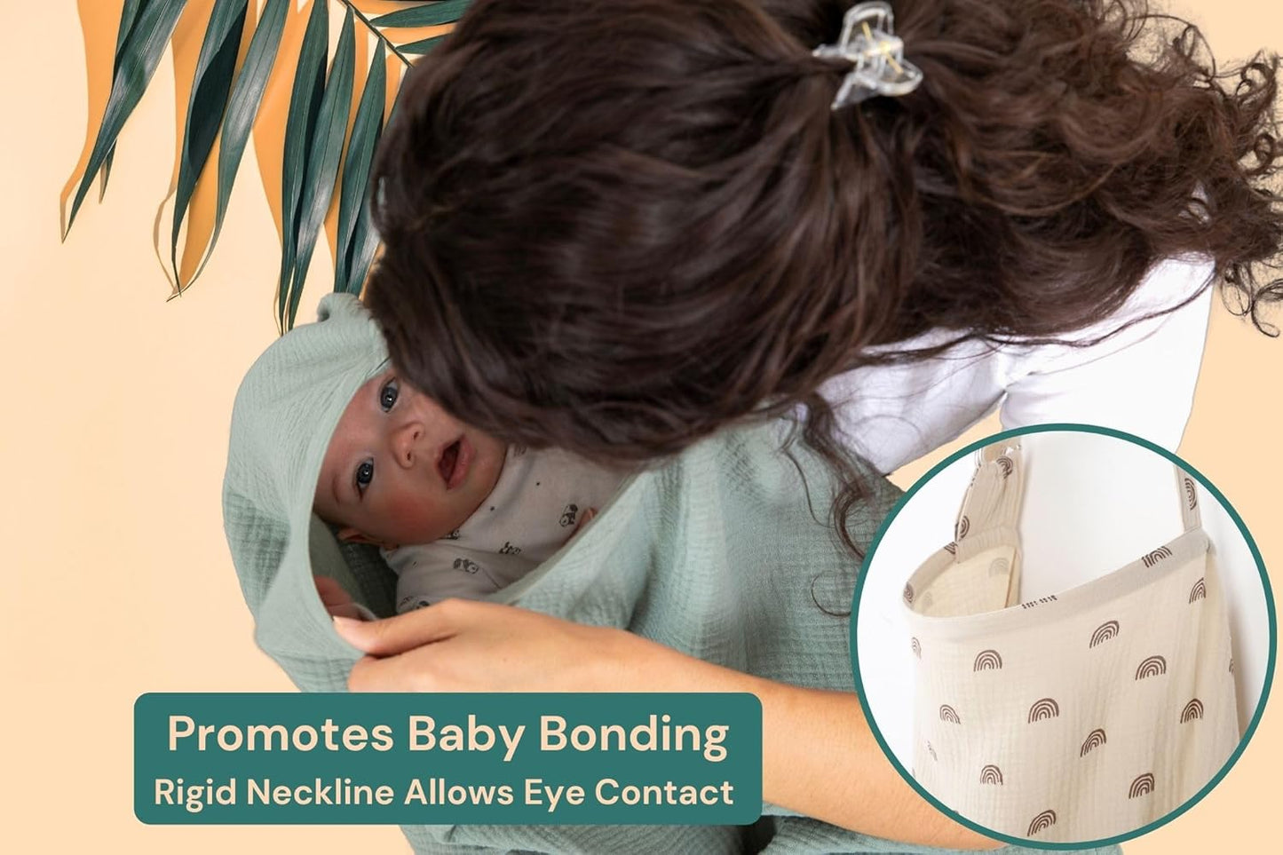 Superior Design Evergrwn Multi-use Privacy Nursing Cover Up for Breastfeeding, 100% Cotton Breathable Nursing Cover with Arch Neckline, Muslin Breastfeeding Cover, Baby Essentials (Rainbow Beige)