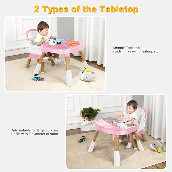 Baby High Chair, 15 in 1 Convertible High Chairs for Babies and Toddlers, Easy Clean High Chair for Baby, Babies Feeding Chair for 6-72 Months(Pink)