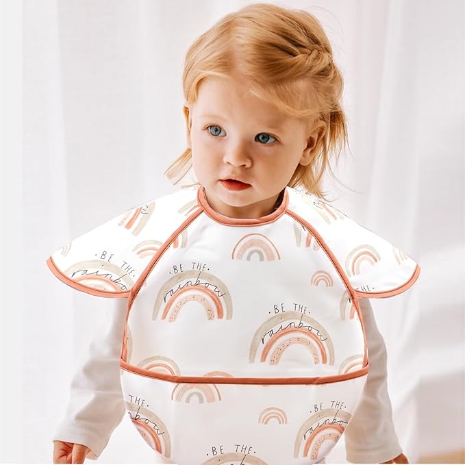 Feeding Bibs for Baby,3 Pack-Waterproof & Easy Clean Feeding Bibs for Toddlers & Infant,Reversible Pockets
