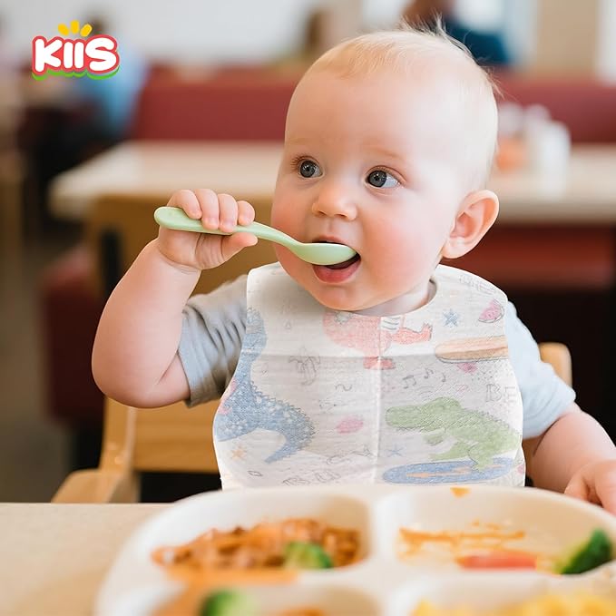 KIIS Disposable Baby Bibs for Baby Boys and Girls - Individually Packaged - Hygienic, Soft and Leakproof (20 PCS / 60 PCS)