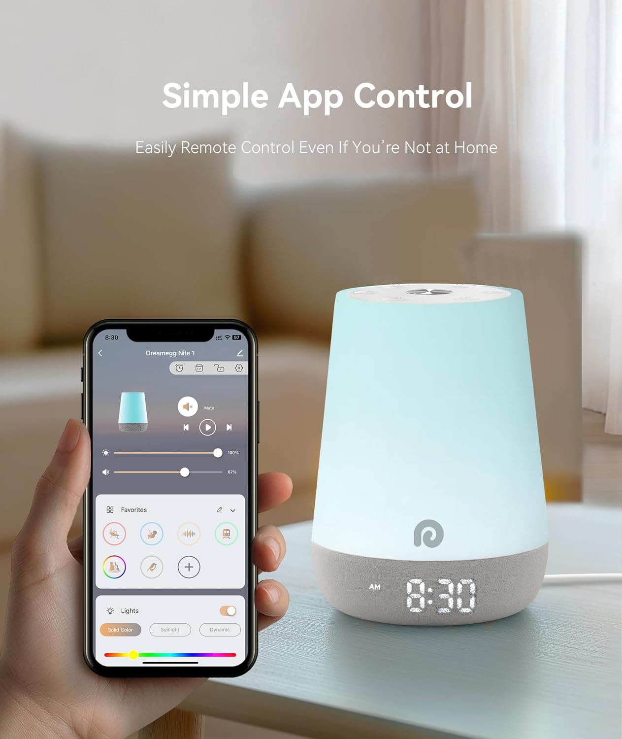 Dreamegg Nite 1 - Baby Sound Machine, Sleep Trainer, Night Light for Kids, Ok to Wake Alarm Clock, 34 Soothing Sounds, App Control, White Noise Sound Machine for Baby Kids Toddler Nursery(Star Travel)