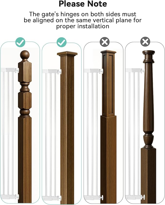 COMOMY 42" Extra Tall Baby Gate for Stairs Doorways, Fits Openings 29.5" to 40.6" Wide, Auto Close Sturdy Safety Dog Gate for House, Pressure Mounted Easy Walk Through Pet Gate with Door, White
