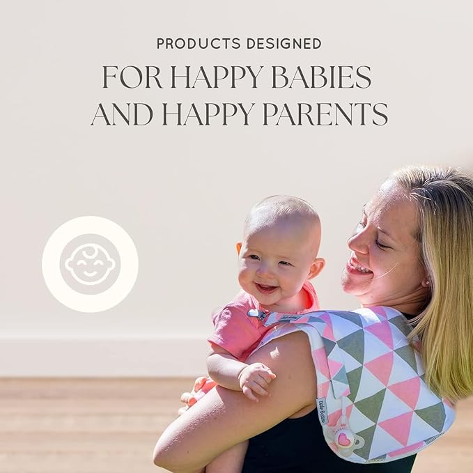 Dodo Babies Burp Cloths for Babies 5-Pack - 19 x 9 in - Pink & White - 5 Contoured Cloths, 2 Pacifier Clips & Case - Soft Cotton & Fleece Absorbent Design - Girls & Boys