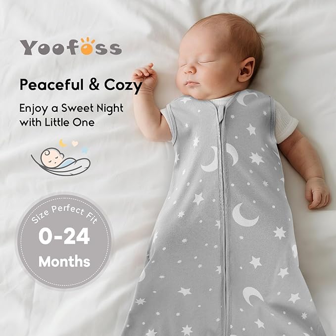 Yoofoss Baby Sleep Sack 0-6 Months 0.5 Tog Wearable Blanket for Baby, 3 Pack 100% Organic Cotton Infant Toddler Sleeping Sack 2-Way Zipper Lightweight Sleep Sack