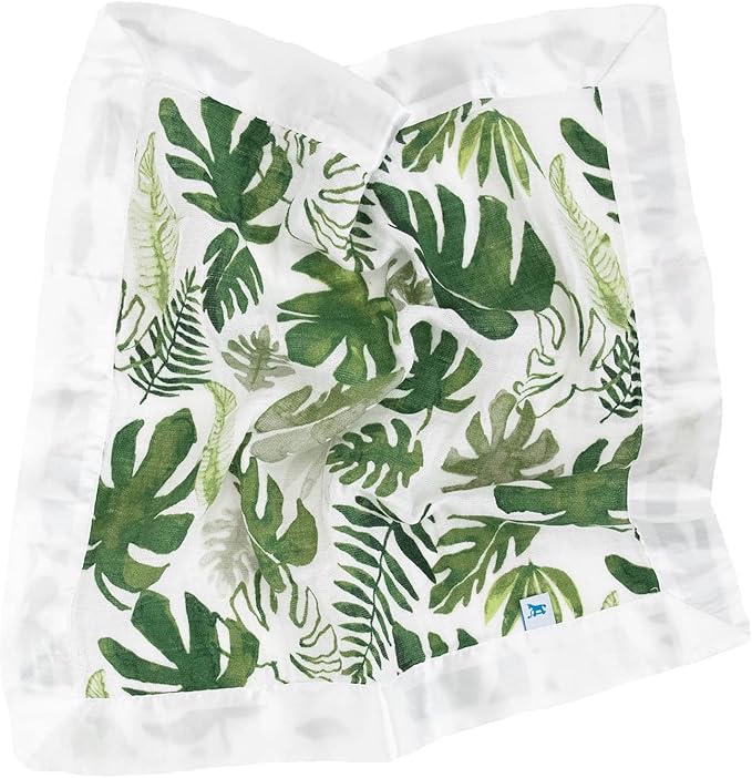Little Unicorn Security Blankets 3 Pack | 100% Cotton Muslin with Satin Border| Super Soft and Breathable | Baby, Infant, Toddler | Lovey for Boys and Girls | Tropical Leaf