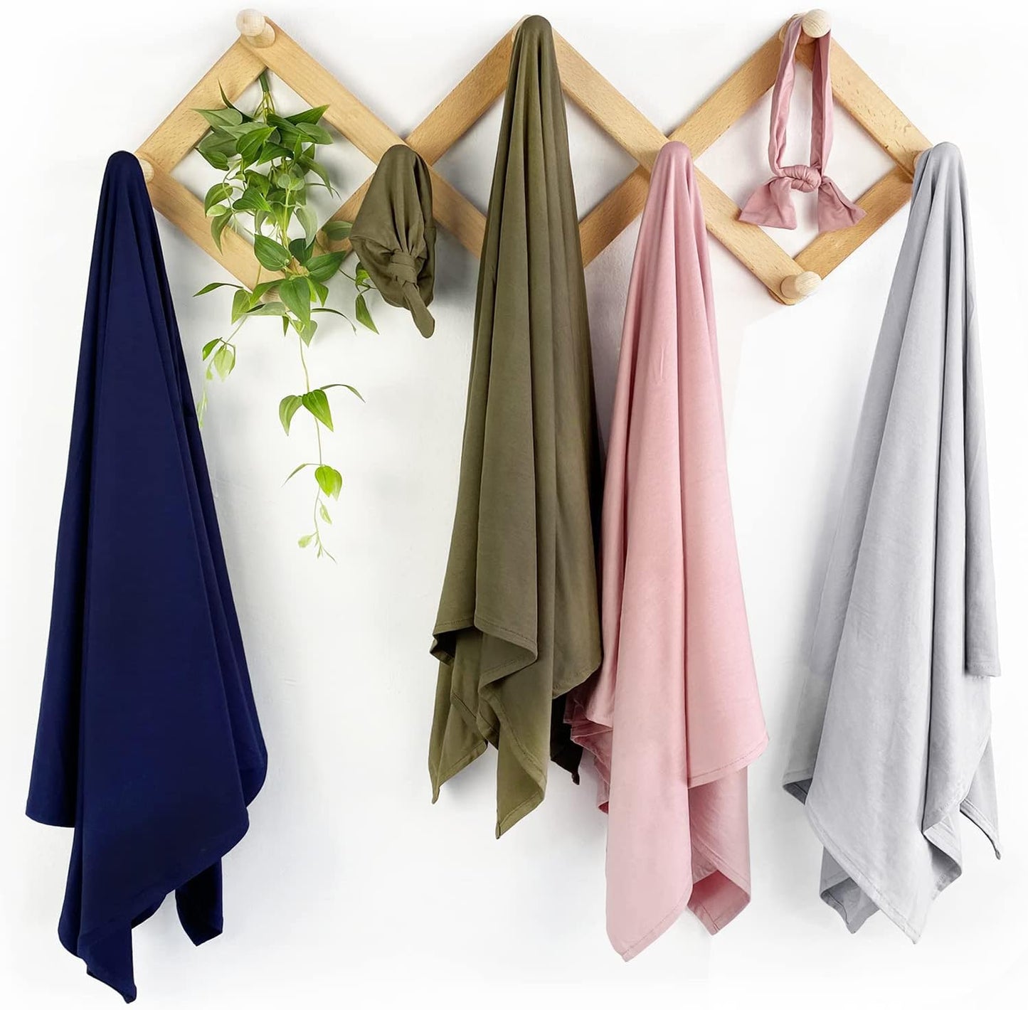 OWLOWLA Swaddle Blanket and Hat Set Newborn Swaddle Wrap Baby Receiving Blanket for Baby Boys Girls(Light Grey)