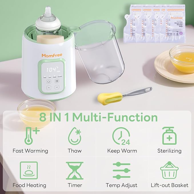 Bottle Warmer, 8-in-1 Fast Baby Bottle Warmer for Breastmilk and Formula,Milk Warmer with Accurate Temperature Control and Automatic Shut-Off,Multifunctional Bottle Warmers for All Bottles(Green)