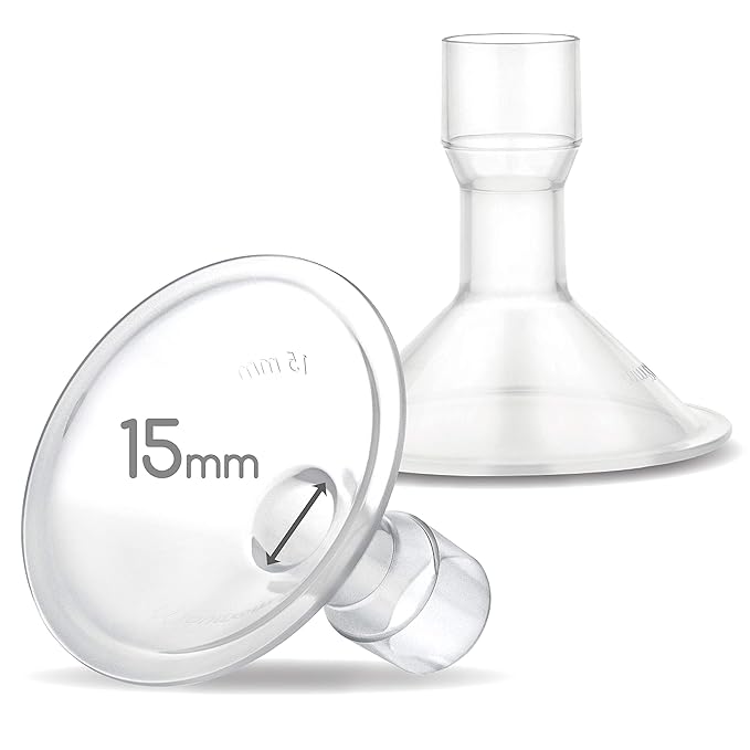 Maymom MyFit 15 mm Shields; Compatible with Medela Breast Pump- PersonalFit, Freestyle, Harmony, Maxi, Freestyle Flex Connector; Connect to Maymom Widemouth/Narrow Connector, 2pcs