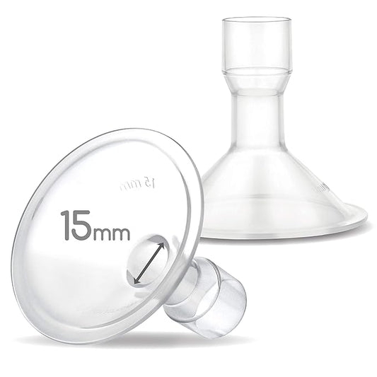 Maymom MyFit 15 mm Shields; Compatible with Medela Breast Pump- PersonalFit, Freestyle, Harmony, Maxi, Freestyle Flex Connector; Connect to Maymom Widemouth/Narrow Connector, 2pcs