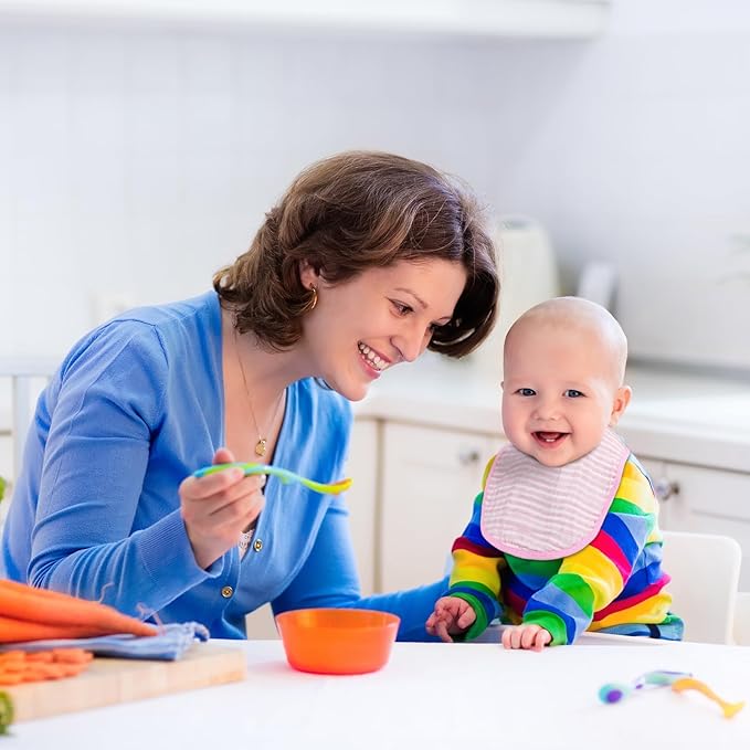 4 Piece Drooling Bibs for Baby Boys Girls,Soft Triple Layer Cotton Muslin, Adjustable Newborn Bibs for Drooling
