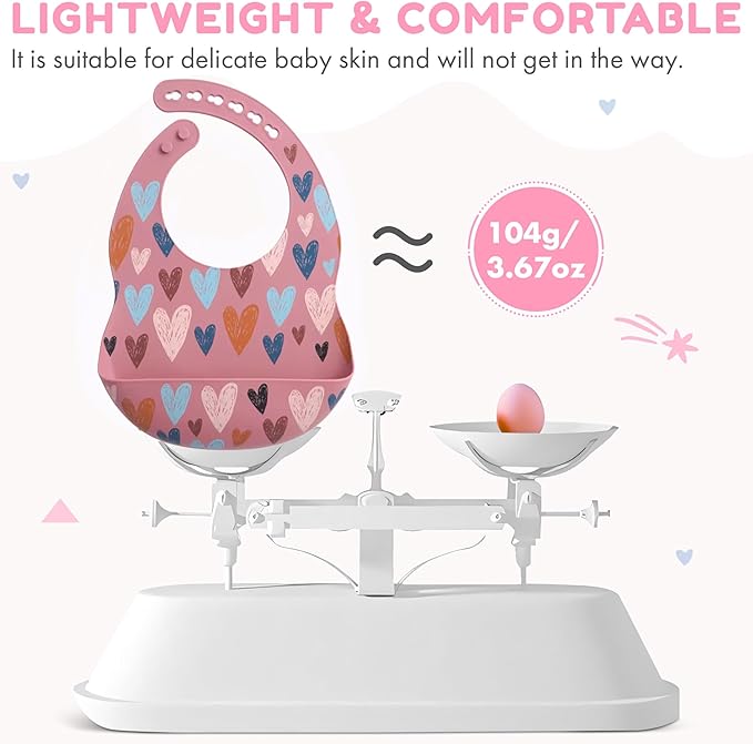 BPA-Free Silicone Baby Bibs with Travel Case, Toddlers Boys/Girls, Large Pocket, Adjustable, Toddlers 6-48 Months