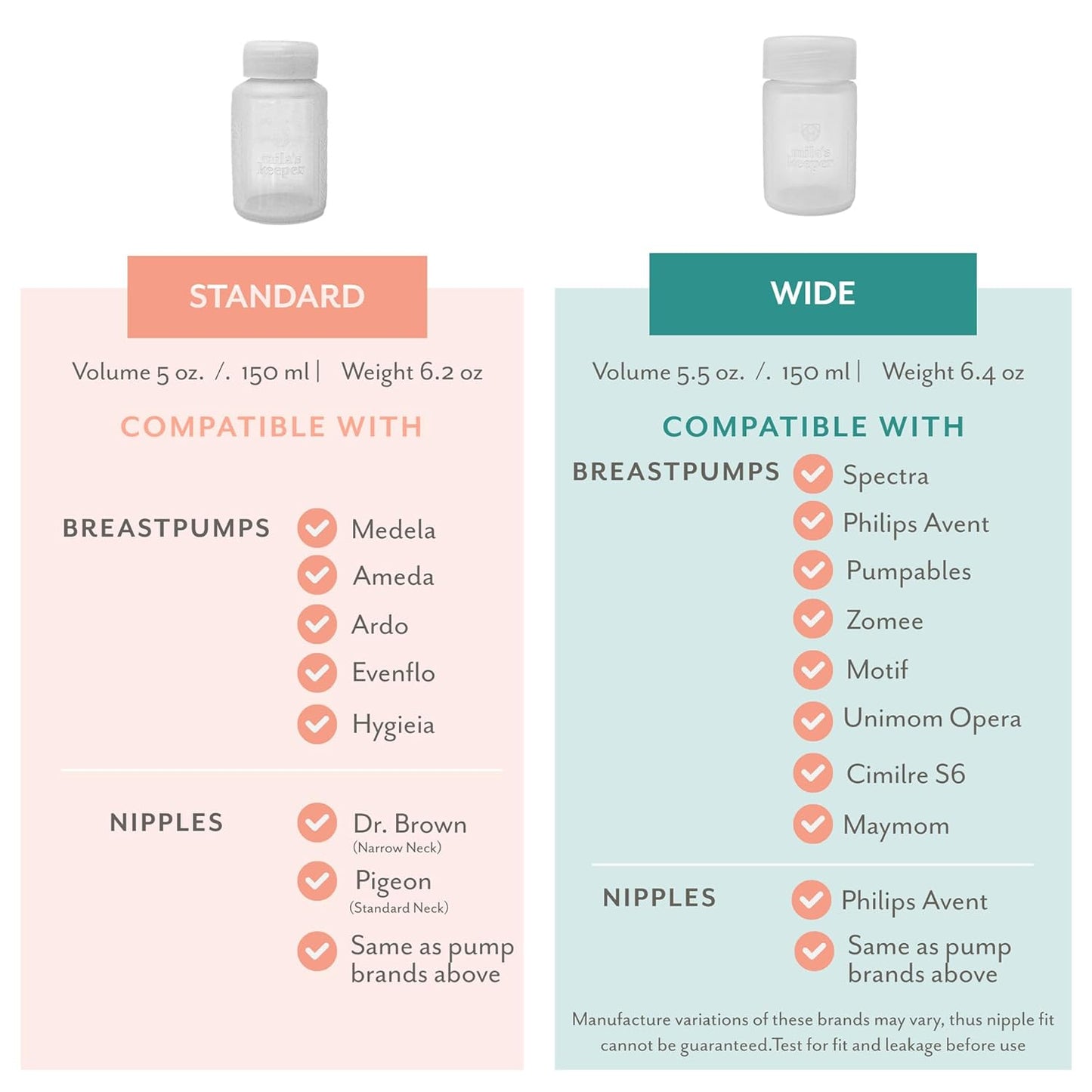 Mila's Keeper Premium Silicone Breast Milk Storage Bottles, for Pumping, Storing and Feeding, Fits Leading Pumps and Nipples, 6 oz Silicone Milk Storage Containers, Wide Neck Aspen White, Set of 3