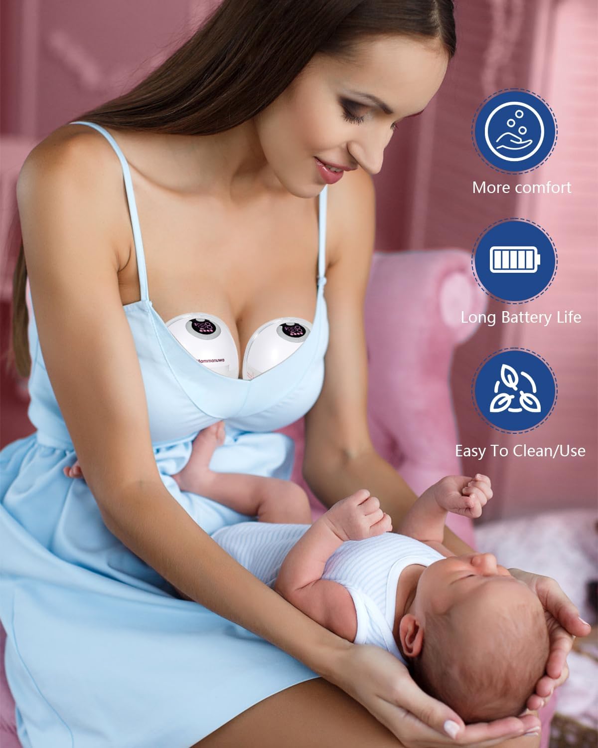 Electric Breast Pump - Lightweight, Portable, & Hands-Free with Baby Mouth Technology - BPA-Free, 4 Modes, 9 Levels - Elevate Your Breastfeeding Style with Mammanuwa S32