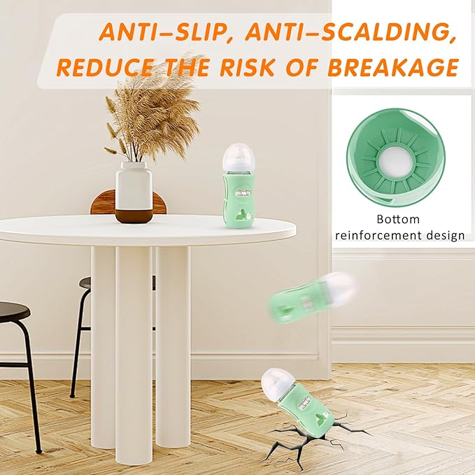 Silicone Sleeves for Avent Glass Natural Baby Bottle,6 Pack Bottles Shatter Proof Bottle Covers,Anti Flow Holder Compatible Baby Bottle 4 oz & 8 oz,BPA Free(Grey+Blue+Green)