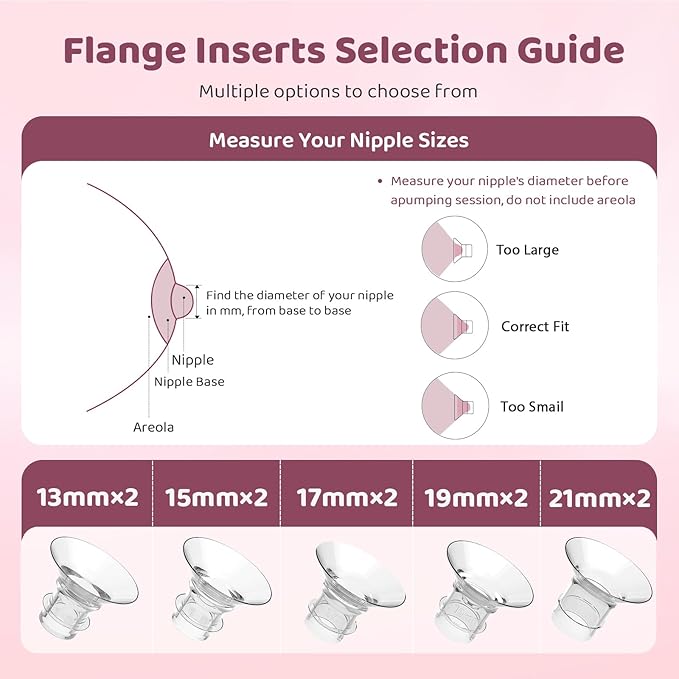 Flange Inserts 8PCS 13mm for 24mm Flange/Shield, Flange Sizing Kit Silicone Flange Insert, Breastfeeding Essentials Kit for New Moms