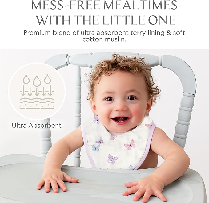 Bamboo Little Baby Bibs (Pack of 2) - Bibs with Adjustable Snaps- Absorbent Terry Backing