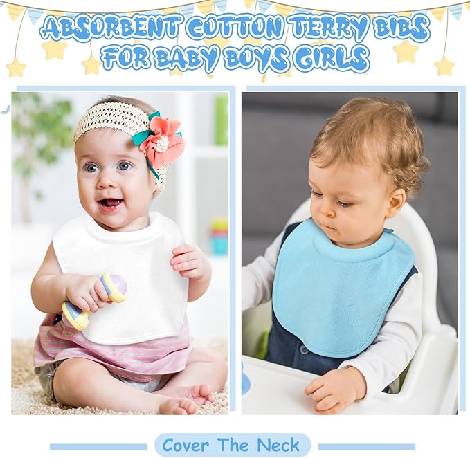 4 Pcs Baby Feeding Bibs for Drooling and Teething Comfi Neck Baby Bib with Padded Collar Absorbent