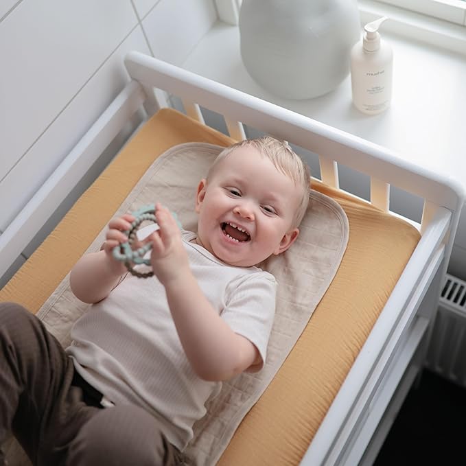 mushie Waterproof Changing Pad Liners | 100% Organic Cotton | Set of 3 (Retro Flowers Combo)