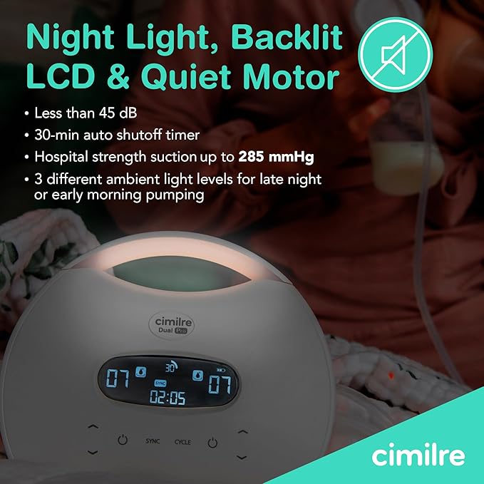 Cimilre S7 Dual Pro Rechargeable Breast Pump & Breast Milk Storage Bags Bundle – Hospital Strength Double Electric Pump with 120 Leak-Proof 7oz Bags