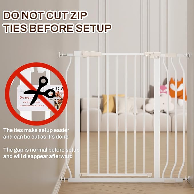 ELEVON Baby Gate for Stairs Doorways, Safety Pet Gate with Auto-Close/Hold-Open Features, Fits Openings 29.1” to 38.5”, 36” Tall, Easy Pressure Mounted Walk Through Baby Dog Gate, White