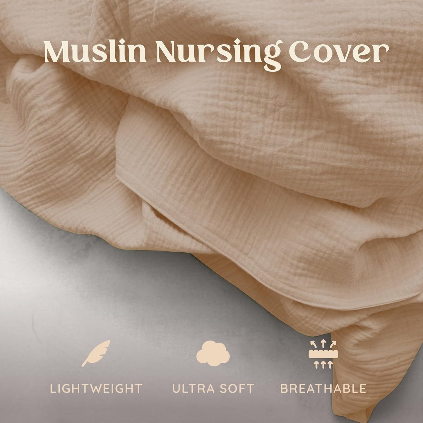 Muslin Nursing Cover Up for Breastfeeding - Breast Feeding Covers for Women | Breathable 100% Muslin Cotton Breastfeeding Cover with Arch-line and Adjustable Straps| Breastfeeding Essentials (Beige)