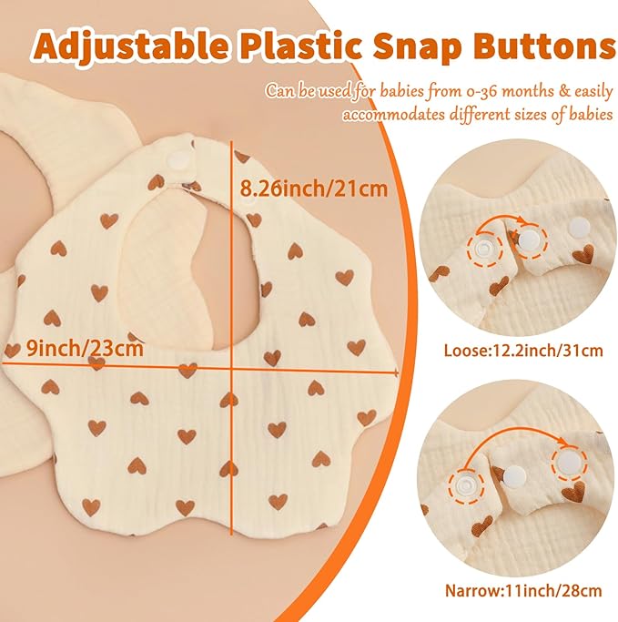 EllieHouse Baby Bibs for Girls Boys 8 Pack Muslin Drool Teeth Drooling Teething Bibs Muslin Cotton for Toddler Infant