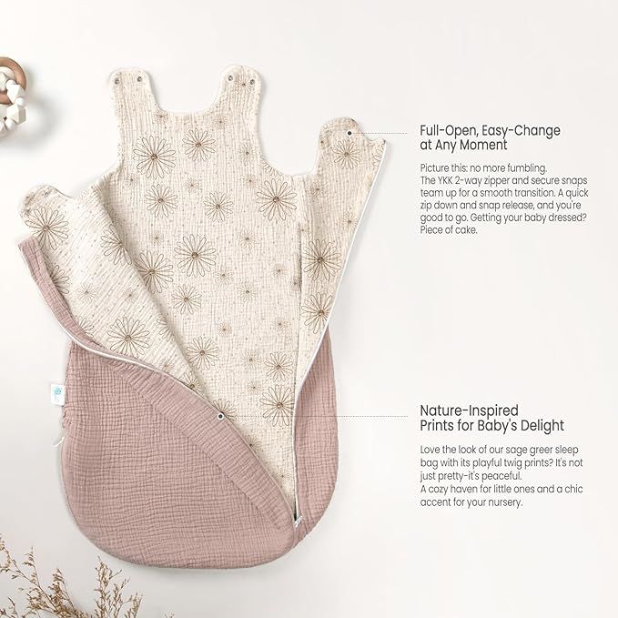 lulumoon Sleep Sack Muslin for Baby: Cotton Wearable Blanket for 3-9 Months - Soft Lightweight Ideal for Nursery Lounge Nighttime Naptime 6-12 Months