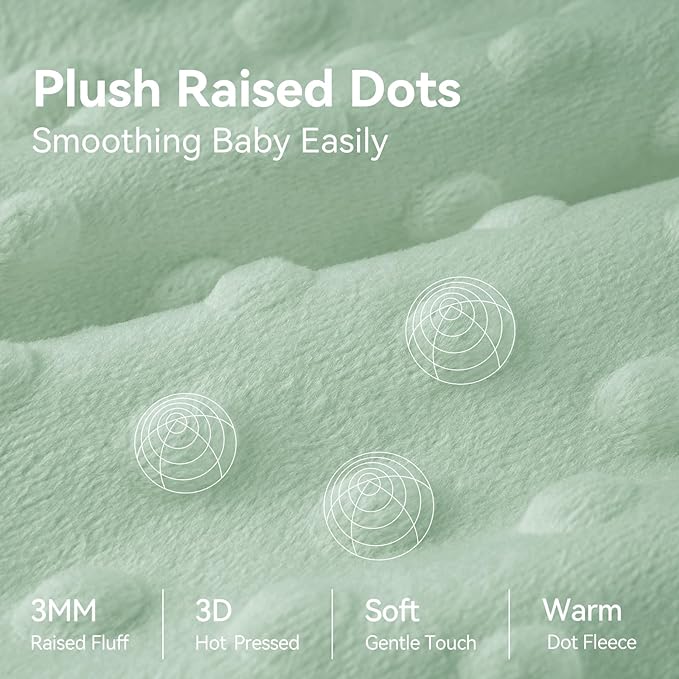 Fleece Baby Sleep Sack 12-18 Months with Plush Dots 1.5 Tog Baby Wearable Blanket with 2-Way Zipper Warm Sleeping Sack for Toddler Infant - Large, Forest Green
