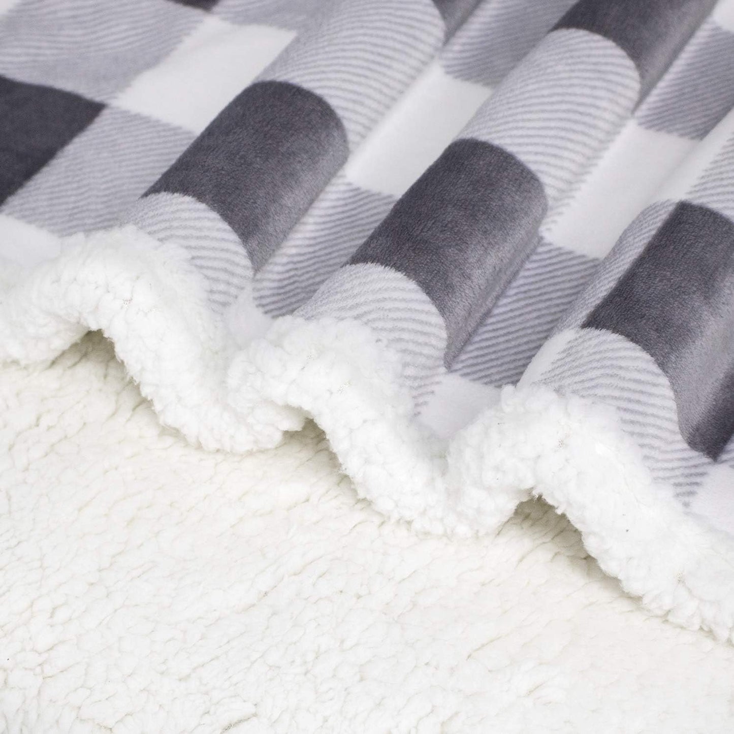 Touchat Sherpa Plaid Twin Blanket 60" X 70", Fuzzy Fluffy Soft Cozy Throw Blanket, Twin Size Plush Fleece Flannel Plush Microfiber Blanket for Couch Bed Sofa (Grey)