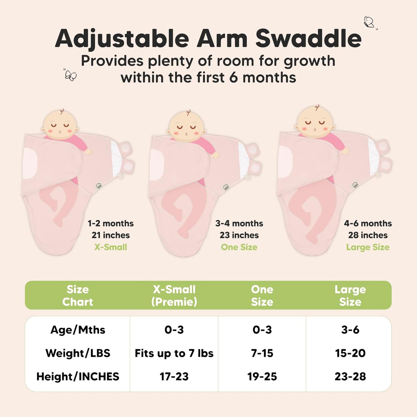 KeaBabies 3-Pack Organic Baby Swaddle Sleep Sacks - Swaddles for Newborns, Infant 3-6 Months, Baby Girls, Boys, Soft & Snug Newborn Sleep Sack, Nursery Swaddling Blankets (ABC Land Rose, L)