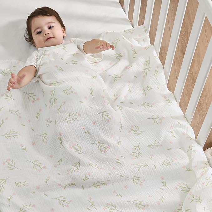 JELLYMONI Muslin Swaddle Blankets for Unisex, 2 Pack Newborn Receiving Blanket, Large 47 x 47 inches Soft Breathable Muslin Baby Blanket for Newborn Boys & Girl