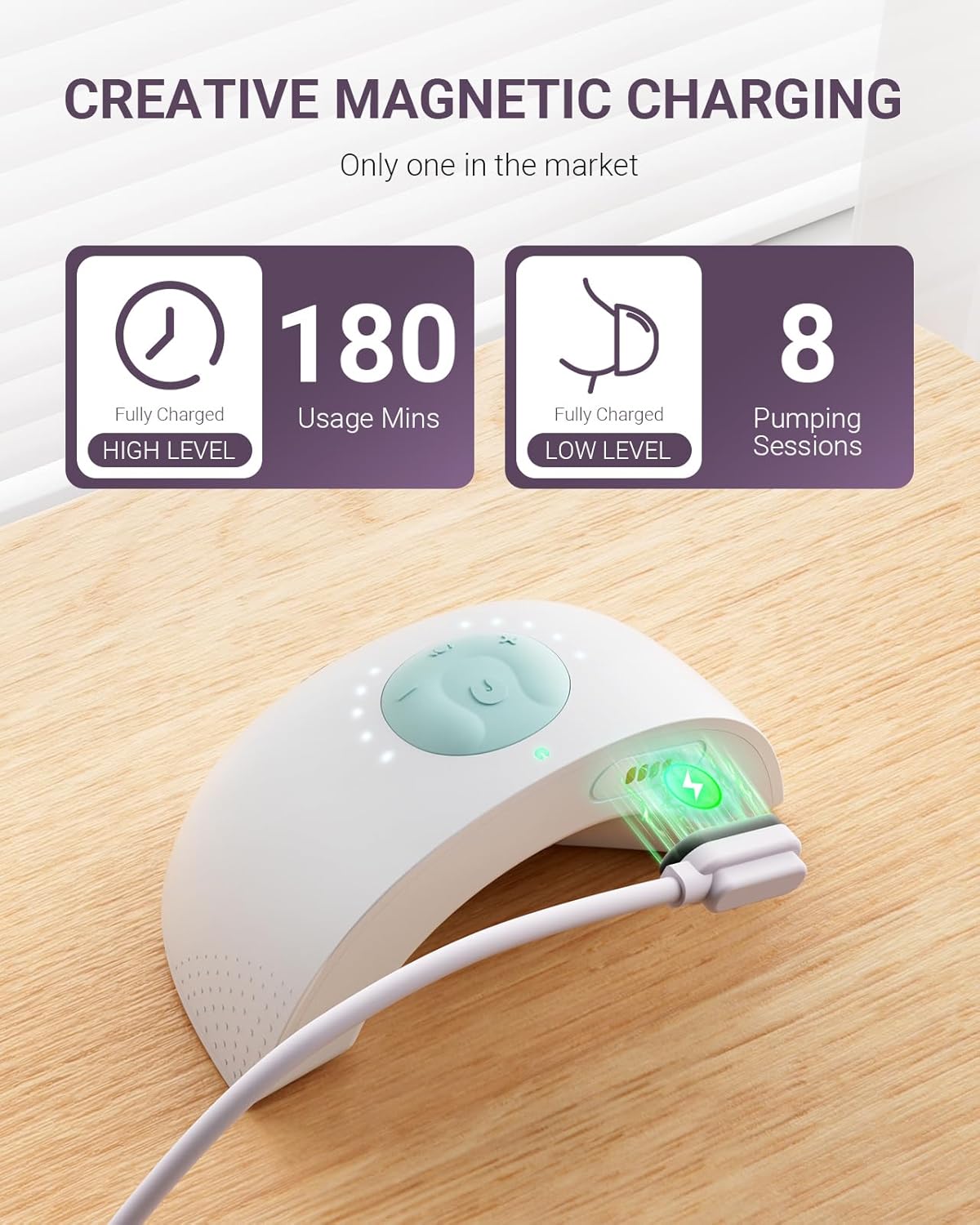 Heated Wearable Breast Pump, Industry-Leading Heating Tech, Innovative Magnetic Charging Cable, App Control, Anti-dust Cover, Hospital-Grade Suction, 1 Pack