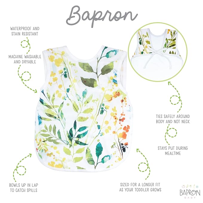 BapronBaby Autumn Leaves Bapron - No Neck Tie Safer Bib for Baby & Toddler - Soft Waterproof Stain Resistant - Machine Washable - Sz Baby/Toddler 6m-3T