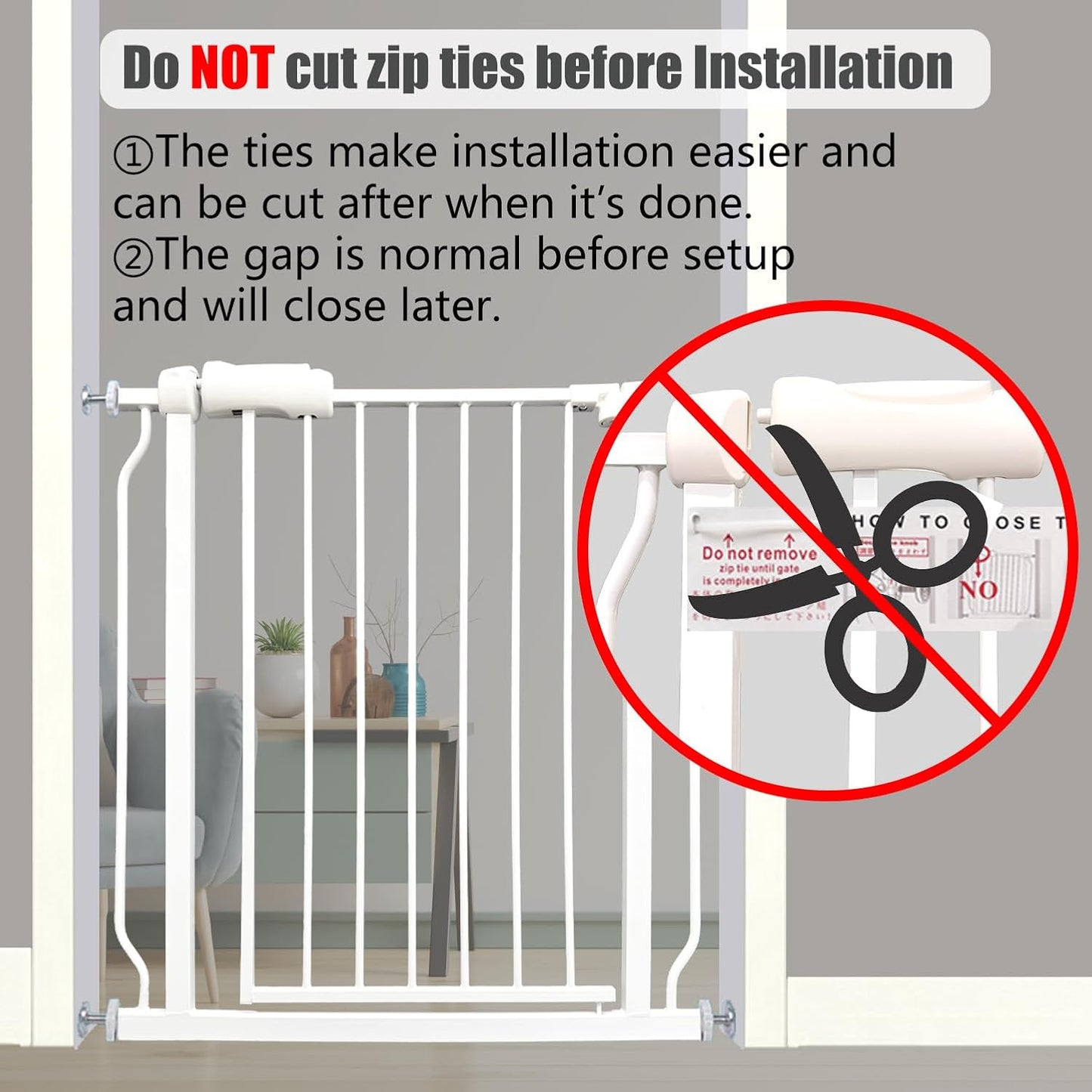 Heavy Duty Baby & Dog Safety Gate, Extra Wide 85.8-90.5 Inch,White Metal, Tension Mounted No Drilling Pet Gate for Large Openings