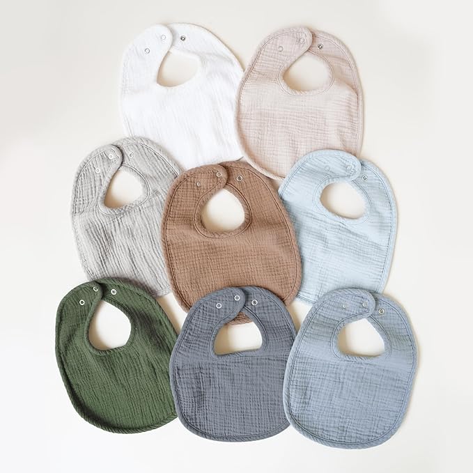 Konssy Muslin Baby Bibs 8 Pack Baby Bandana Drool Bibs Cotton for Unisex Boys and Girls, Soft Absorbent Set for Teething and Drooling
