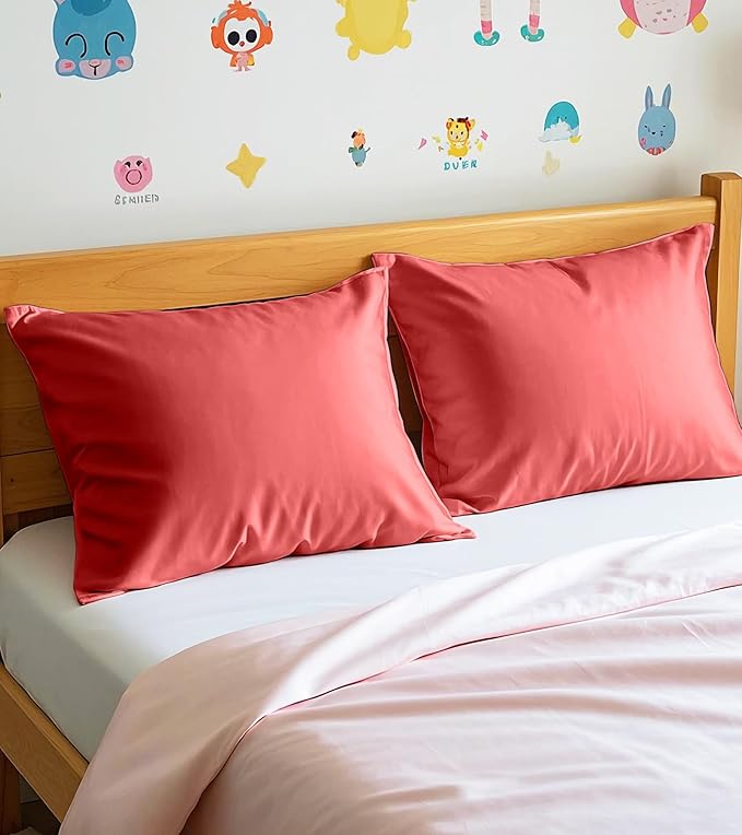 Deep Dream Toddler Pillowcases for 13x18 Pillow 2 Pack, 100% Cotton Travel Pillow Case Cover, 600 Thread Count Cotton Pillow Covers, Soft & Breathable Small Pillow Cases Envelope Closure, Dark Red