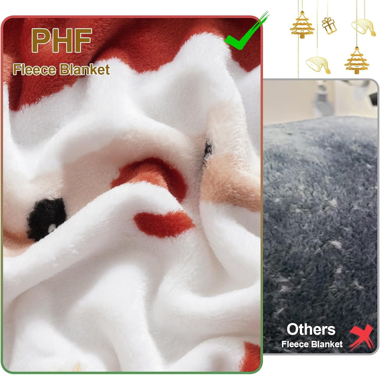 PHF Printed Fleece Blanket Twin Size, No Shed No Pilling Ultra Soft Plush Cozy Xmas Prints Theme Home Décor Flannel Blanket for Bed, Sofa, Couch and Gift, 66" x 90", Christmas Island