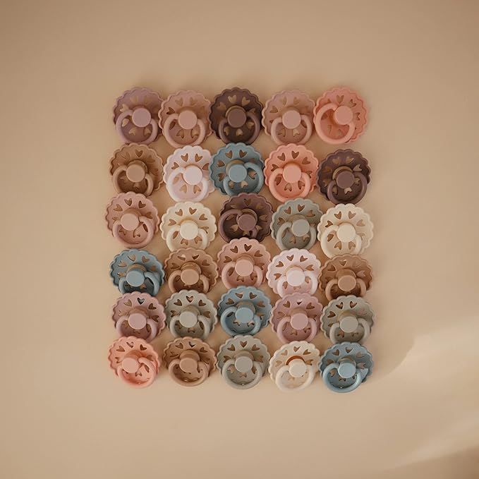 FRIGG Andersen Fairytale Natural Rubber Baby Pacifier | Made in Denmark | BPA-Free (Cream/Silky Satin, 0-6 Months)