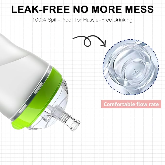 Sippy Straw Nipples for Comotomo Baby Bottles, Transition Straw Sippy Cup 100% Food Grade Silicone Soft Nipple, 8m+, Pack of 4