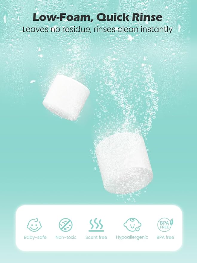 300PCS Official Detergent Cleaning Tablets: for Baby Brezza Grownsy Papablic Momfann Bottle Washer - Baby Bottle Washer Tablets for All Brands Bottles Washers Machines