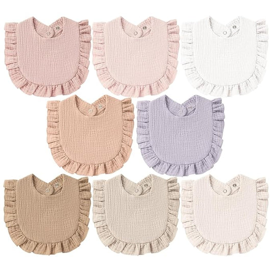 8-Pack Muslin Baby Bandana Drool Bibs for Unisex Girls & Boys – 100% Cotton Bibs, Soft & Absorbent Teething and Drooling Essentials for Newborns