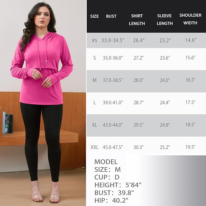 GINKANA Women's Nursing Hoodie Sweatshirt Long Sleeves Breastfeeding Maternity Tops Casual Clothes